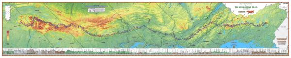 E: 2022 Appalachian Trail Map - 10 feet wide, on professional canvas - Calm Hypsometric colored version.