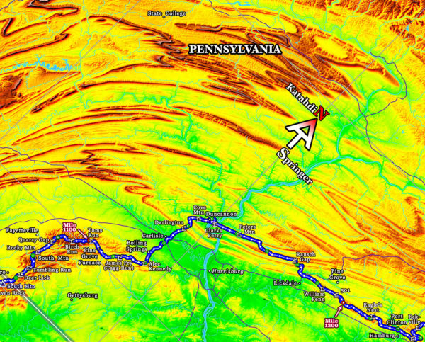 I: 2020 Appalachian Trail Map - 10 feet wide, on professional canvas - Bold Hypsometric colored version. - Image 3