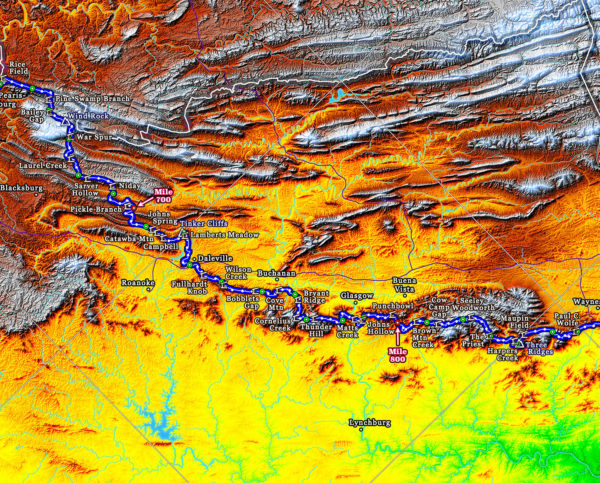 I: 2020 Appalachian Trail Map - 10 feet wide, on professional canvas - Bold Hypsometric colored version. - Image 5