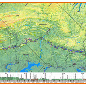 G: 2021 Appalachian Trail Map - 10 feet wide, on professional canvas - Calm Hypsometric colored version.