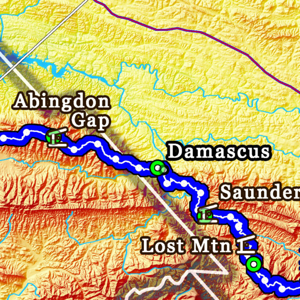 B1: 2024 Appalachian Trail Map - 10 feet wide, on professional canvas - Calm Hypsometric colored version. - Image 5
