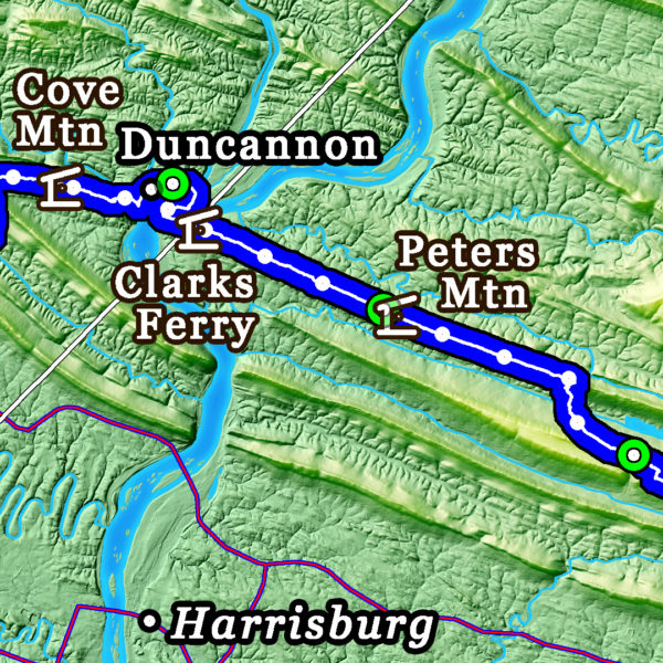 B1: 2024 Appalachian Trail Map - 10 feet wide, on professional canvas - Calm Hypsometric colored version. - Image 2