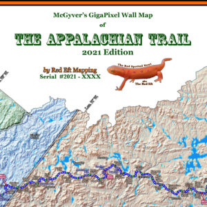 H: 2021 Appalachian Trail Map - 10 feet wide, on professional canvas - State colored version.