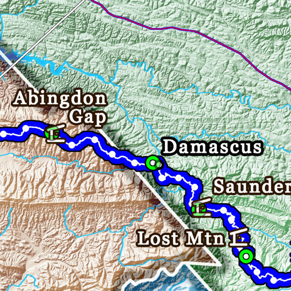 H: 2021 Appalachian Trail Map - 10 feet wide, on professional canvas - State colored version. - Image 4