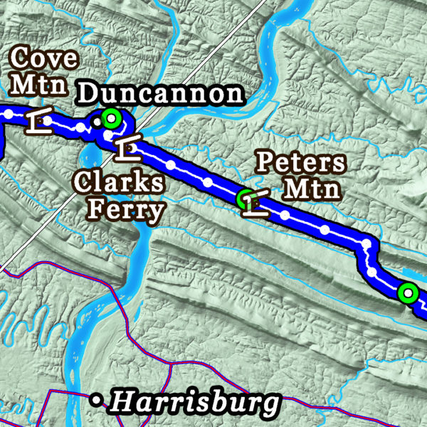 H: 2021 Appalachian Trail Map - 10 feet wide, on professional canvas - State colored version. - Image 7