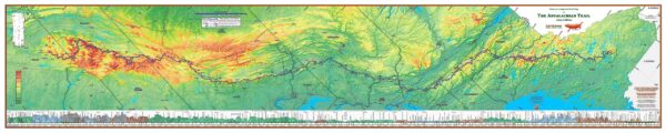 C: 2023 Appalachian Trail Map - 10 feet wide, on professional canvas - Calm Hypsometric colored version.