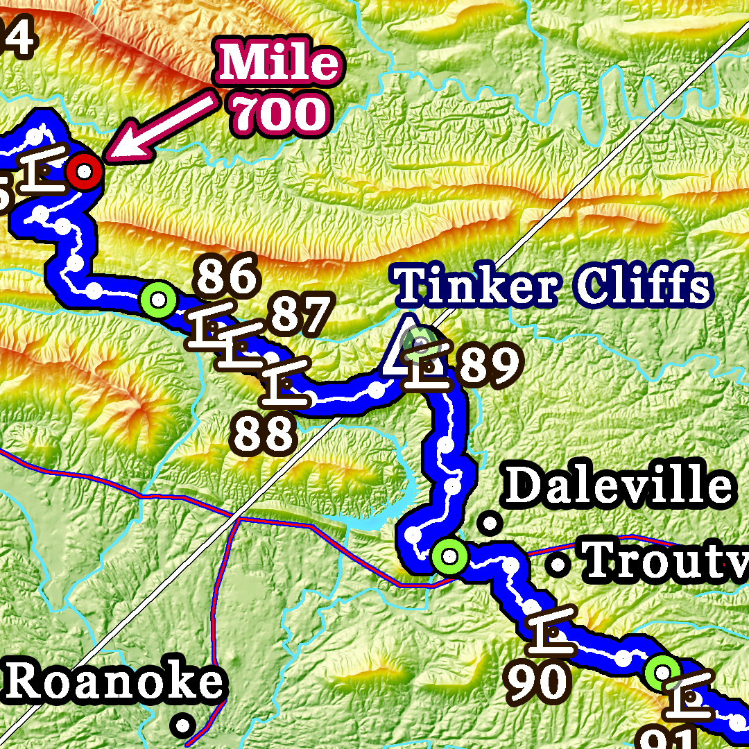 F1: 2025 Appalachian Trail Map - 10 feet wide, on professional canvas - Calm Hypsometric colored version. - Image 5
