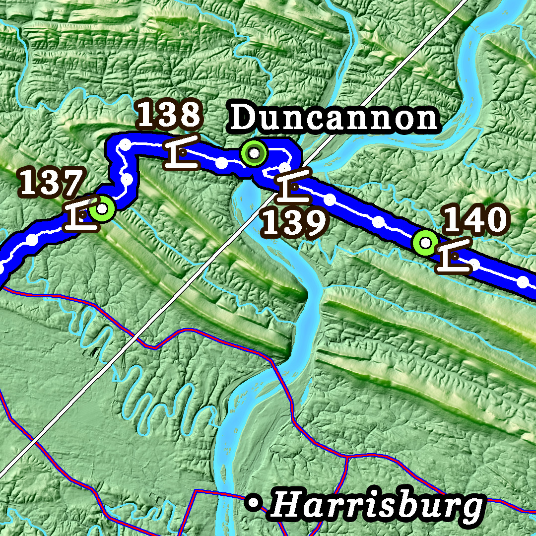 F1: 2025 Appalachian Trail Map - 10 feet wide, on professional canvas - Calm Hypsometric colored version. - Image 6