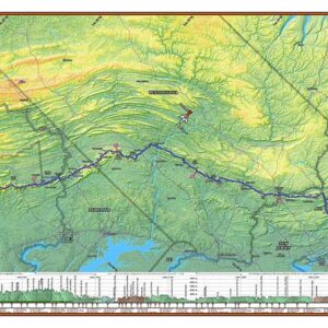 AA: 2025 Appalachian Trail Map - 10 feet wide, on professional canvas - Calm Hypsometric colored version.