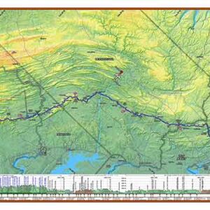 E1: 2026 Appalachian Trail Map - 10 feet wide, on professional canvas - Calm Hypsometric colored version.