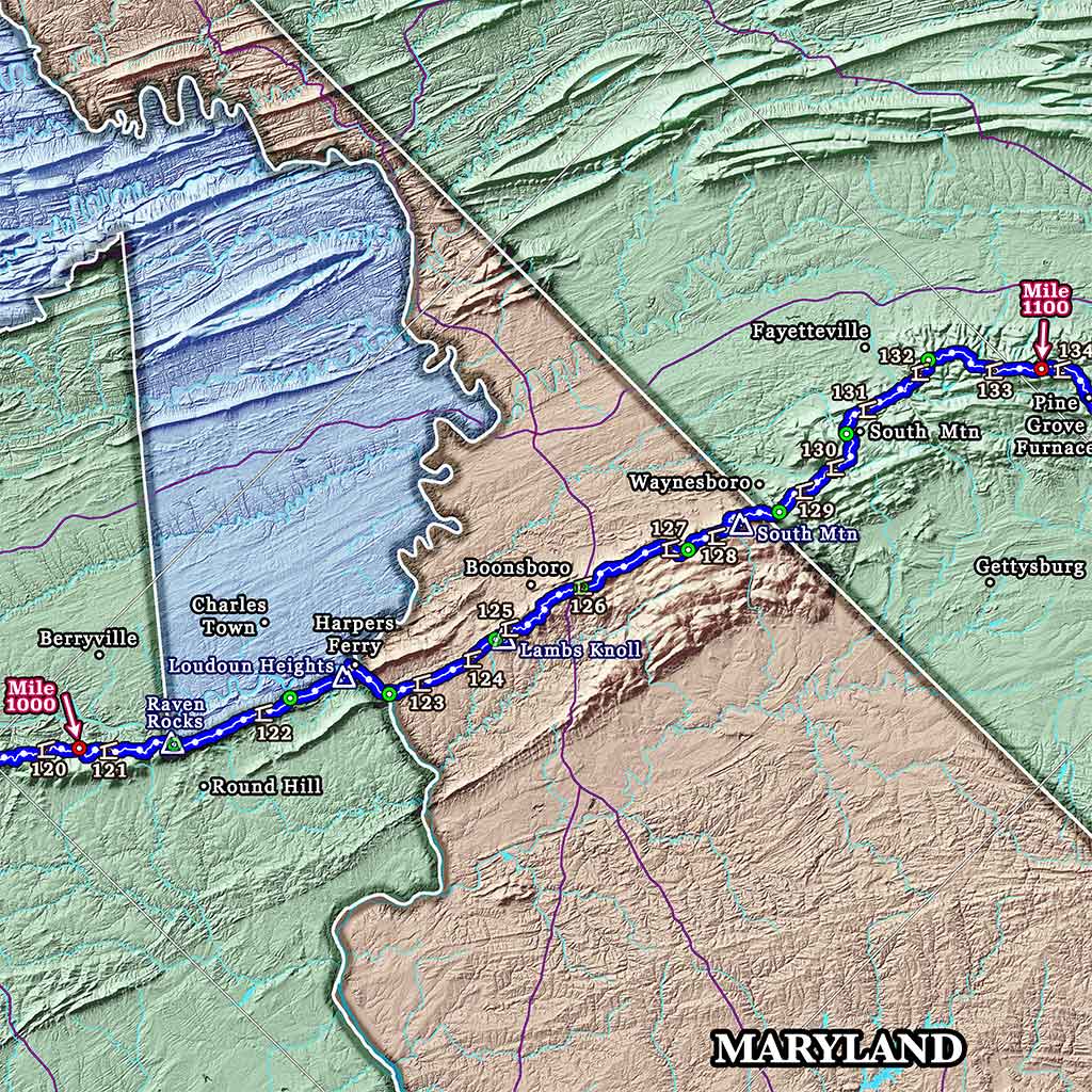 E2: 2026 Appalachian Trail Map - 10 feet wide, on professional canvas - State colored version - Image 5