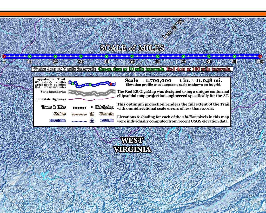 E2: 2026 Appalachian Trail Map - 10 feet wide, on professional canvas - State colored version - Image 12