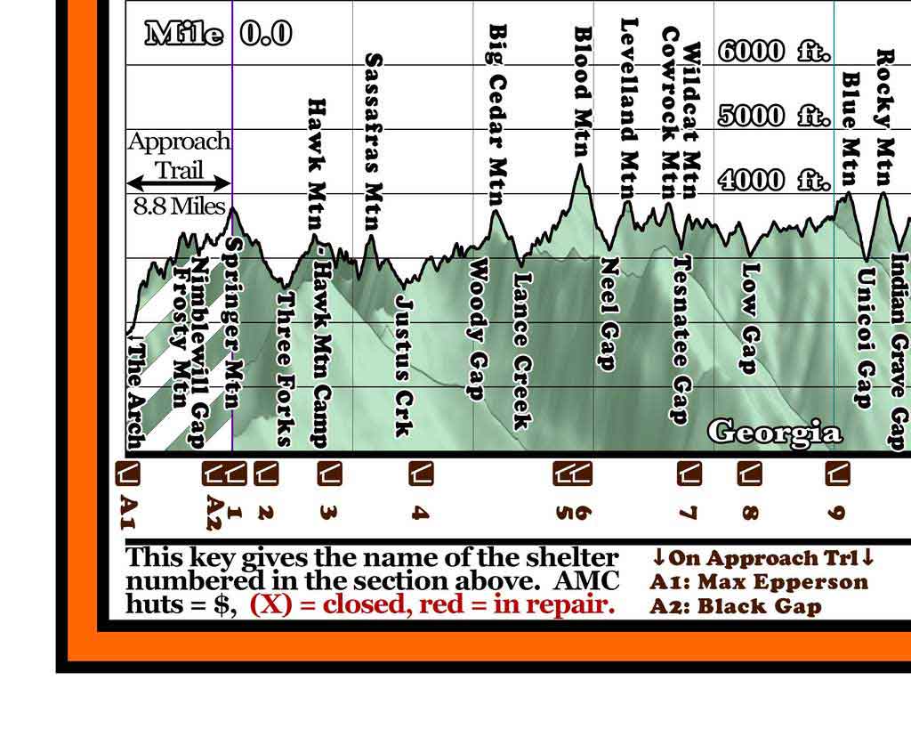 E2: 2026 Appalachian Trail Map - 10 feet wide, on professional canvas - State colored version - Image 2